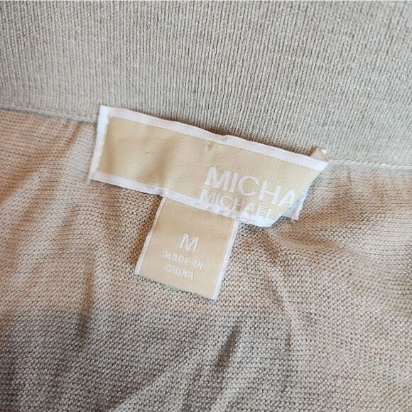 Tan Knit Skirt Slit Michael Kors Minimalist - Picture 3 of 3